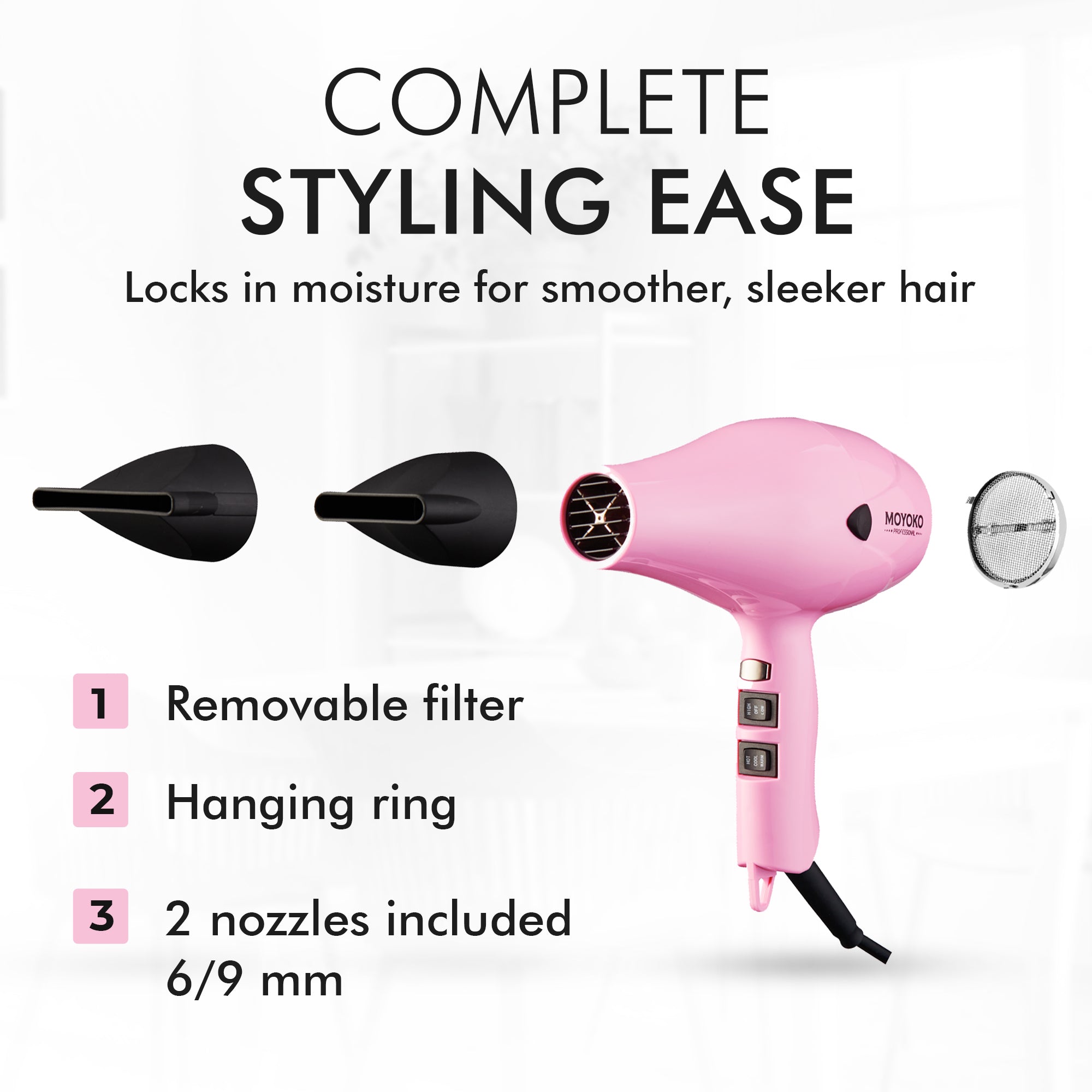 Moyoko E8 Hair Dryer – Pink